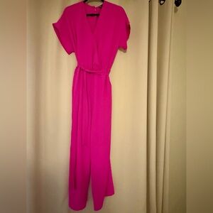 Vibrant Pink Jumpsuit with Belt